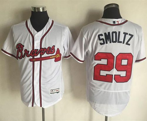 Braves #29 John Smoltz White Flexbase Authentic Collection Stitched MLB Jersey
